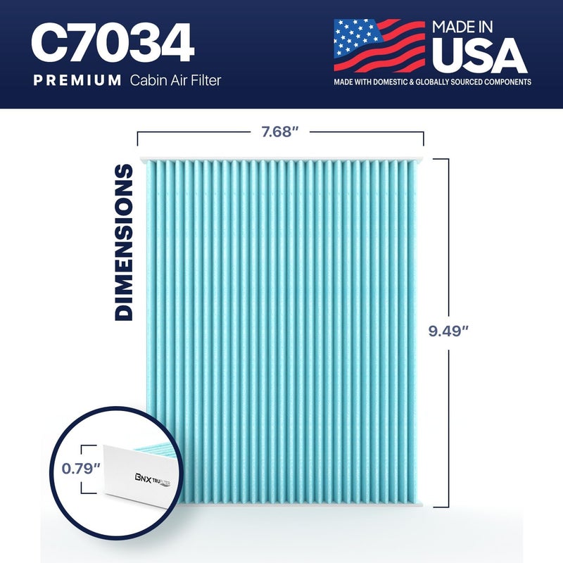 BNX TruFilter C7034 Cabin Air Filter, HEPA 99.97%, Compatible With Hyundai: Accent, Elantra, Elantra Coupe, Elantra GT, Tucson, Kia: Forte, Forte Koup, Forte5 - Image 3